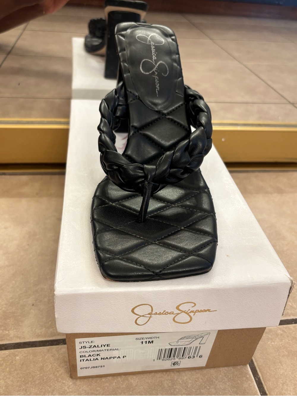 Jessica Simpson Black Quilted Braided Thong Sandal